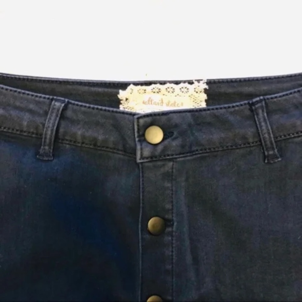 NWOT Altar'd State Navy Button Front Denim Mini Skirt - Picture 2 of 5